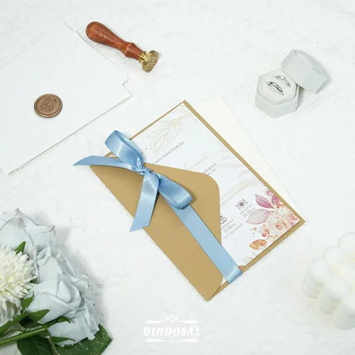 Miniatura 5 de Cinta azul polvorienta de 5/8 pulgadas, cinta de satén azul polvoriento, cinta de boda para envolver regalos, cinta de regalo, cinta sedosa