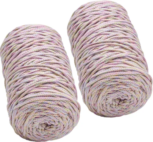 Miniatura 29 de 200g de hilo de algodón hueco tejido a crochet, hilo redondo de tela para bolso de mano de bricolaje, canasta, cojín, bolsa de crochet (Azul Aqua)