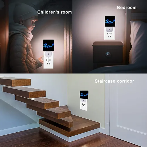 Miniatura 5 de Luz nocturna de dragón azul, luces nocturnas enchufables de 0.5 W, aptas para dormir, para niños y niñas, luz nocturna LED con sensor de atardecer a