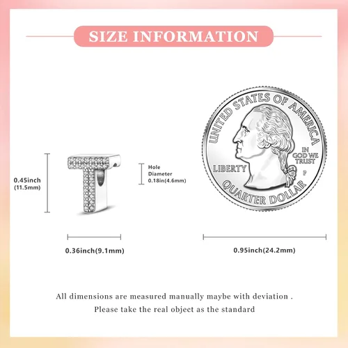 Miniatura 95 de PARCOM Dijes de letras compatibles con pulseras Pandora de plata esterlina S925 con iniciales para pulseras del alfabeto A-Z, cuentas de letras