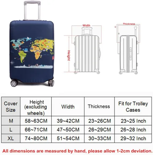 Miniatura 6 de Madfifennina - Protector de equipaje de viaje lavable de elastano para maleta, 23-32 pulgadas, Mapa