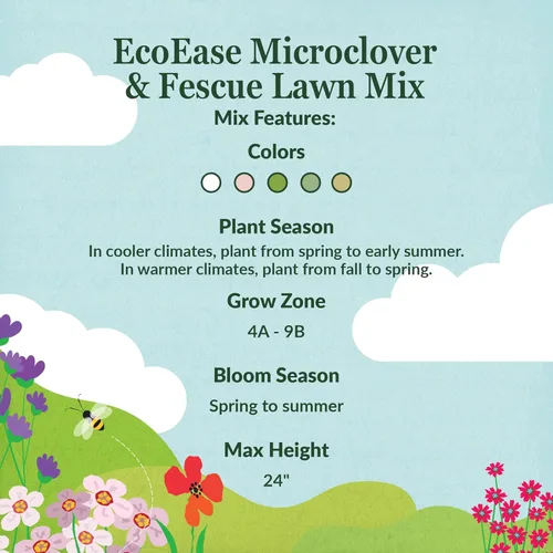 Miniatura 4 de Ferry-Morse EcoEase Microclover y Festuca Mezcla de Semillas de Césped de Cobertura de Suelo de Bajo Mantenimiento, 1 libra