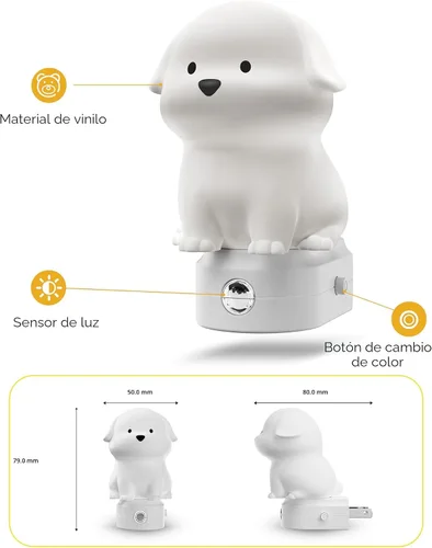 Miniatura 7 de L LOHAS LED - Luz nocturna enchufable para niños, luces nocturnas 3D de cachorros lindas con sensor de atardecer a amanecer, 1600K/2700K/5000K 3CCT