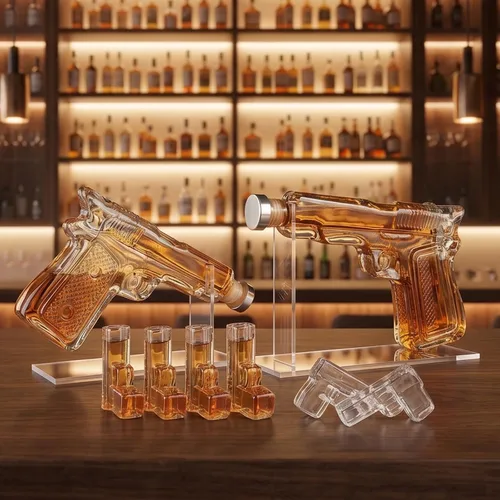 Miniatura 8 de Juego de decantador de pistola de whisky + 2 vasos bala - Regalos de pistola de Navidad y cumpleaños para hombres que lo tienen todo, regalos