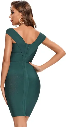 Miniatura 2 de BEAUKEY Vestido mini con cuello en V profundo HLBandage Bodycon