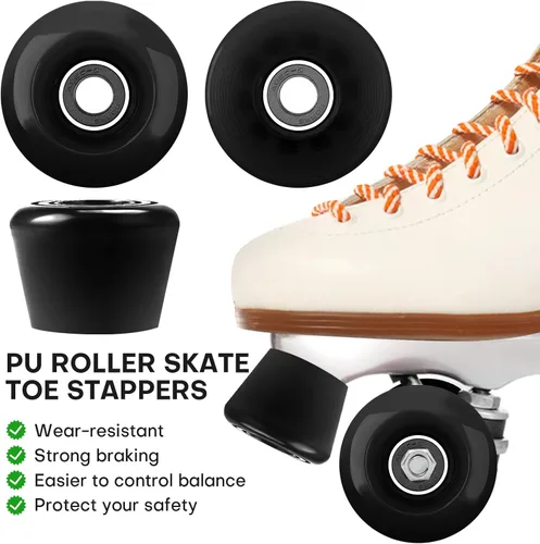 Miniatura 4 de Paquete de 8 ruedas de 32 x 58, 82 A con rodamiento instalado y 2 topes de punta para patinaje de doble fila, accesorios de repuesto adecuados