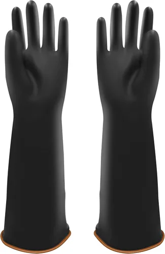 Guantes de látex resistentes, 14, 18, 22 pulgadas, guantes de goma industriales impermeables para trabajo, color negro, talla XL