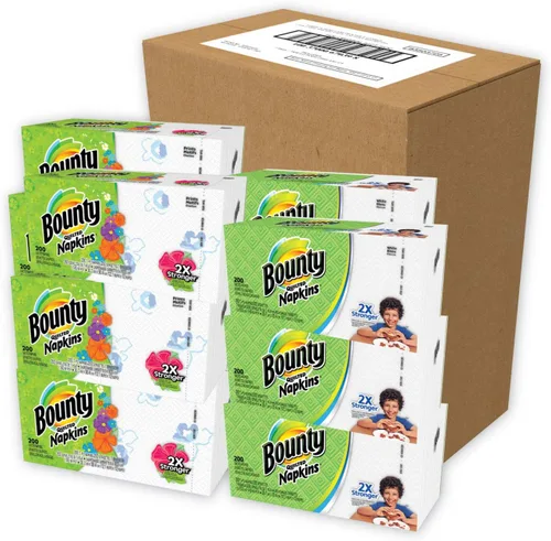 Bounty 34885CT - Servilletas acolchadas, 1 capa, 12 1/10 x 12, color blanco, 200/paquete, 12 paquetes por caja