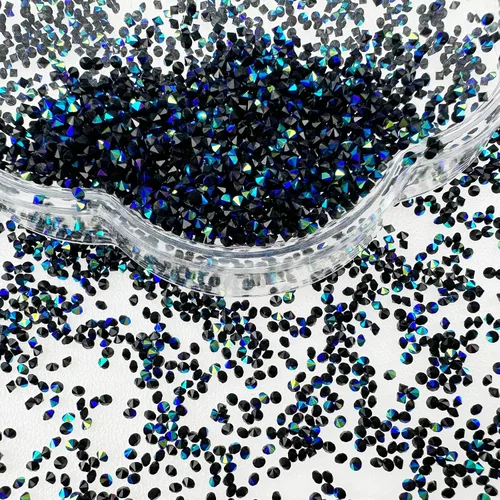 Miniatura 4 de HUETFAT 8800 piezas de diamantes de imitación negros AB Pixie para uñas, microgemas de 0.047 pulgadas con purpurina para uñas, mini diamantes