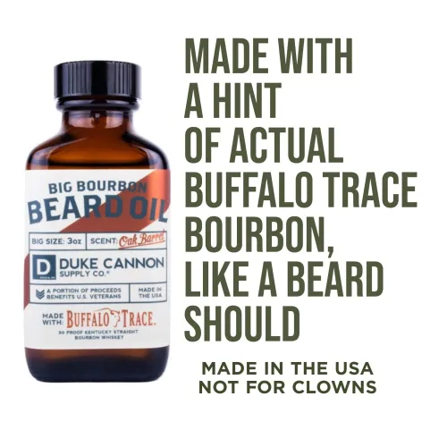 Miniatura 3 de Duke Cannon Big Bourbon Beard Care Collection Set de regalo, lavado de barba (6 onzas), bálsamo (1.6 onzas) y aceite (3 onzas), aroma de barril