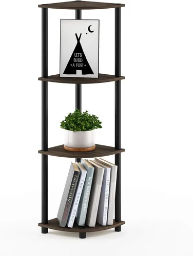 Miniatura 6 de Furinno TURN-N-TUBE - Estantería esquinera de 4 niveles, estantería de esquina para libros, estanterías de exhibición y almacenamiento con estantes