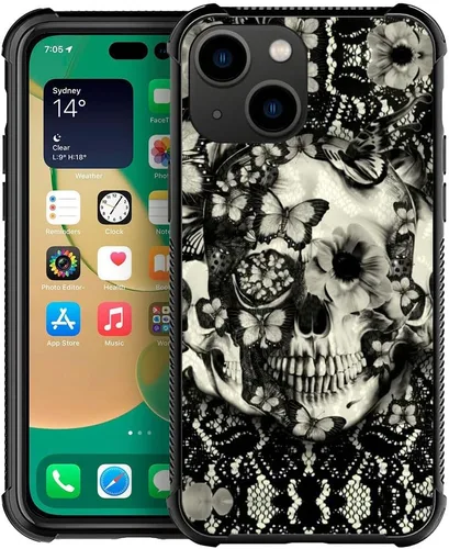 Miniatura 55 de ZHEGAILIAN Funda compatible con iPhone 14, funda de munición AK 47, parte trasera de vidrio templado+funda protectora de TPU de silicona suave