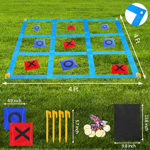 Miniatura 5 de CWLAKON Juego de Lanzamiento de Pufs Gigante al Aire Libre Tic Tac Toe para Niños, Adultos y Familia, Gran Juego de Patio al Aire Libre para Césped