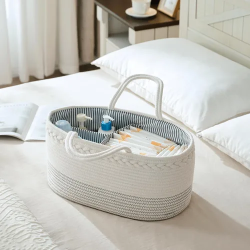 Miniatura 2 de Organizador de pañales de bebé pequeño de lujo – Cubo de almacenamiento para niños y niñas – Bolsa grande y organizador de vehículo con inserciones