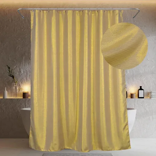 Cortinas de ducha doradas para baño: cortina decorativa de ducha de tela brillante con purpurina - cortina de baño lujosa, elegante, elegante, de