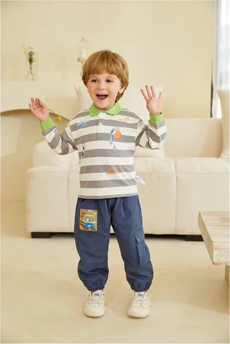 Miniatura 3 de Polo de manga larga para niños, camisas de rugby de manga larga con estampado de algodón, camiseta de otoño de algodón