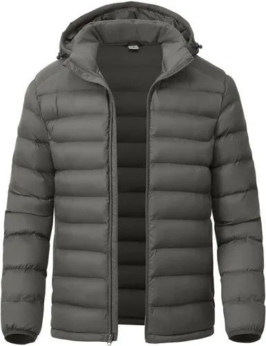 Miniatura 8 de YSENTO Men's Down Alternative Jackets Lightweight Water-Resistant Winter Insulated Puffer Coat Detachable Hood