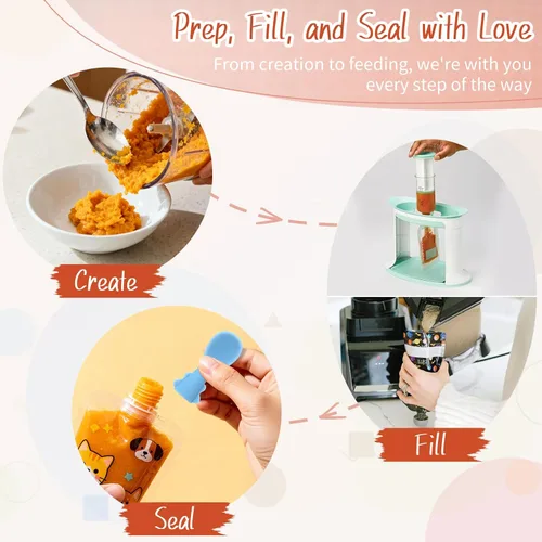 Miniatura 7 de Artículos esenciales para la alimentación infantil y bolsas de comida para bebés: sin costuras, cucharas antigoteo para la dieta del bebé