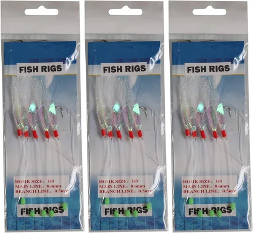 Miniatura 4 de 10 Paquetes de Anzuelos Sabiki, Señuelos Luminosos, Aparejos de Pesca, Señuelos de Piel de Pescado, Perlas de Pesca Luminosas, Ganchos de Alto