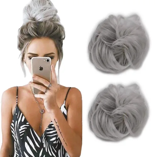 Miniatura 12 de 2 extensiones de cabello ondulado y grueso para mujer, de color negro natural, fibra sintética resistente al calor, para belleza, fiestas, uso
