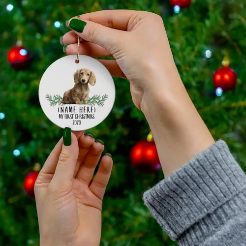 Miniatura 4 de Nombre personalizado Año salchicha crema Año Nuevo 2026 Decoraciones Regalos Primero 2025 Adornos de árbol de Navidad círculo de cerámica
