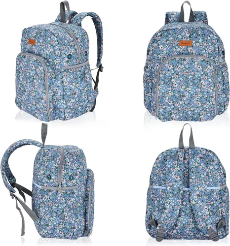 Miniatura 3 de Organizador de almacenamiento de hilo grande con ojales para madejas de hilo, ganchos de ganchillo, agujas de tejer, Flor-azul, Grande, Moderno flor