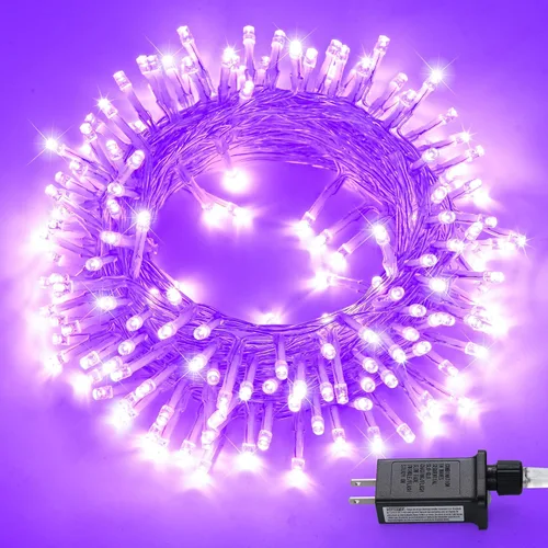 Miniatura 17 de JMEXSUSS Luces rojas blancas y azules con cable transparente, 66 pies, 200 luces LED para decoración del 4 de julio, luz de Navidad para celebración