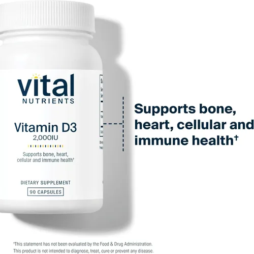 Miniatura 3 de Vital Nutrients Vitamina D3 2000 UI Suplemento de vitamina D para apoyar la absorción de calcio y la salud ósea* Sin gluten, lácteos y soja