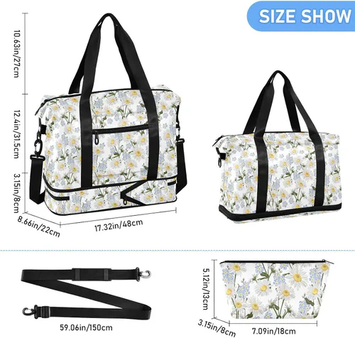 Miniatura 3 de Coikll Forget-me-not Flower Sports Gym Bag with Waterproof Dry Wet Pocket, Travel Duffel Bag for Women MenWorkout Bag Fits Yoga, Swimming