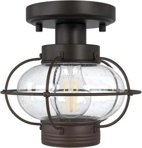 Miniatura 10 de Kalium Lámpara de techo para porche, lámpara de techo empotrada al aire libre con pantalla de globo de cristal, base estándar E26, lámpara