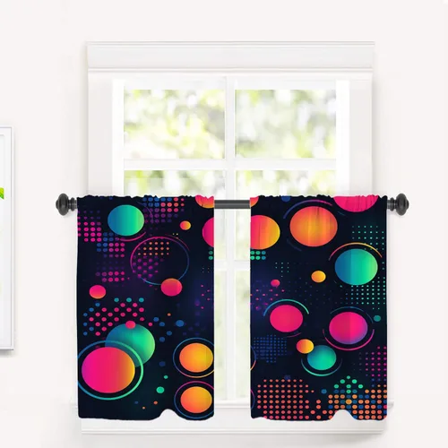 Miniatura 100 de Cortinas opacas de cocina con pintura al óleo de Europa rosa y negra para ventanas, cenefas opacas modernas de torre Eiffel de poliéster multicapa
