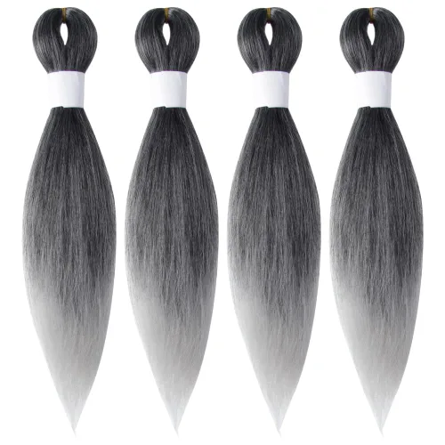 Miniatura 71 de Cabello trenzado preestirado de 10 pulgadas, 4 paquetes, extensiones de cabello corto para trenzas, cabello sintético preestirado #1 (negro azabache)