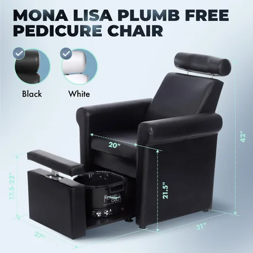 Miniatura 3 de Buy-Rite Salon & Spa Equipment Mona Lisa - Silla de pedicura sin plomería, ajustable, portátil, extraíble, negro, CHM-2320-5H-BLACK