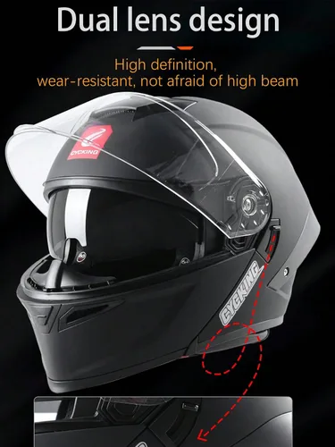 Miniatura 7 de Modular Motorcycle Helmet, Flip Up Full Face Helmet with Dual Visor & Smoked Sunshield, DOT Approved Street Bike Helmet for Men & Women, Quick