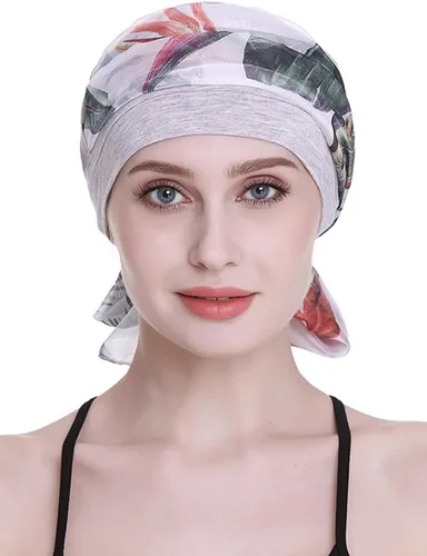 Miniatura 2 de Elegante gorro de quimioterapia con bufandas sedosas para mujeres con cáncer para pérdida de cabello