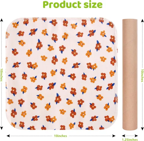 Miniatura 2 de Toallas de Papel Reutilizables Lavables en Rollo, 25 Paquetes de Toallas de Papel de Franela con Estampados de Algodón Lavables, 10 X 10 pulgadas