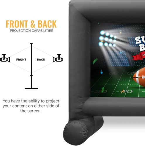 Miniatura 2 de Pantalla inflable de proyector de teatro para exteriores e interiores de 14 pies con soplador integrado, incluye amarres y bolsa de almacenamiento