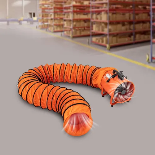 Miniatura 2 de Ventilador de escape utilitario, 12 pulgadas, 520 W 2295 CFM, ventilador portátil de alta velocidad, bajo ruido con manguera de conducto de 16 pies