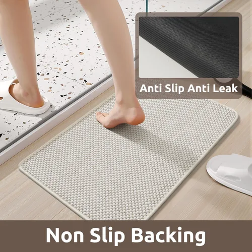 Miniatura 5 de AMOAMI Tapete de baño de felpilla súper absorbente, de secado rápido, para baño, con parte trasera de goma, antideslizante, lavable, para debajo
