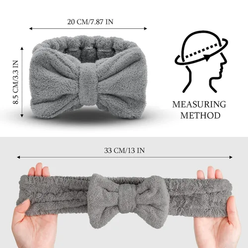 Miniatura 2 de Diadema de toalla de 3 piezas para mujer, diadema de maquillaje para lavar la cara, maquillaje de spa, diadema de microfibra con lazo para la ducha