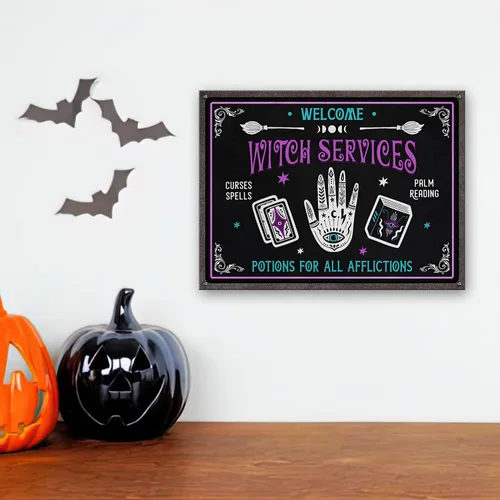 Miniatura 3 de Letrero de metal impreso con diseño de bruja, con texto en inglés «All Others Will Be Toad Wiccan», «All Others Will Be Toad Wiccan», letrero