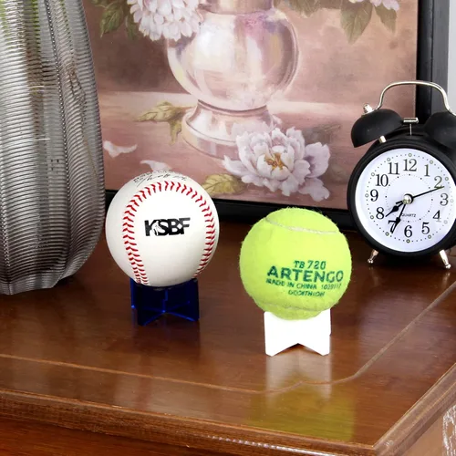 Miniatura 4 de Soporte acrílico de béisbol para recuerdos de bola, softball y estante de exhibición de tenis (1.97 x 1.1 pulgadas, blanco)