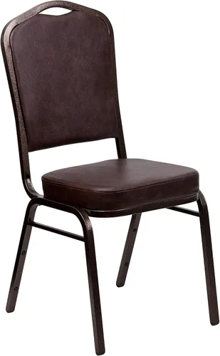 Miniatura 74 de Flash Furniture HERCULES Series - Silla apilable para banquetes con respaldo de corona en tela negra con estampado, marco de vena plateada Tela
