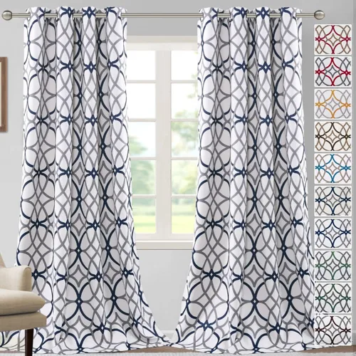 Miniatura 8 de H.VERSAILTEX Cortinas opacas con diseño impreso de 54 pulgadas de largo, juego de 2 paneles de cortinas con aislamiento térmico para dormitorio