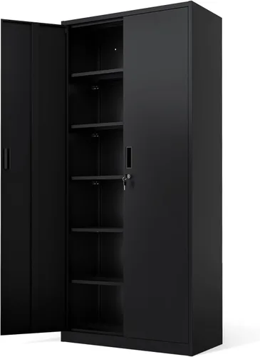 Miniatura 25 de VINGLI Armario de Pared para Garaje con Puertas con Cerradura y Estante Ajustable, Gabinete de Pared de Metal, Gabinete de Almacenamiento Superior