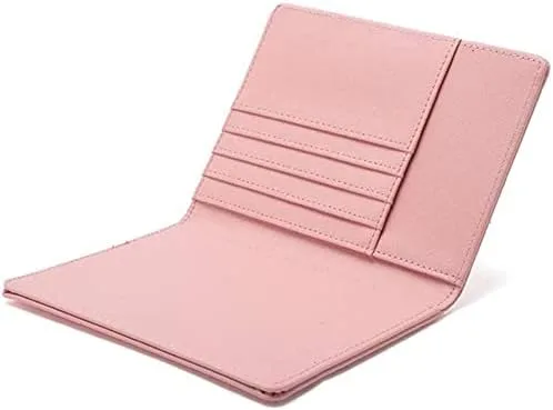 Miniatura 3 de AIIGOU Cartera de viaje de cuero para pasaporte con bloqueo RFID, funda de cuero para tarjetas, Rosado