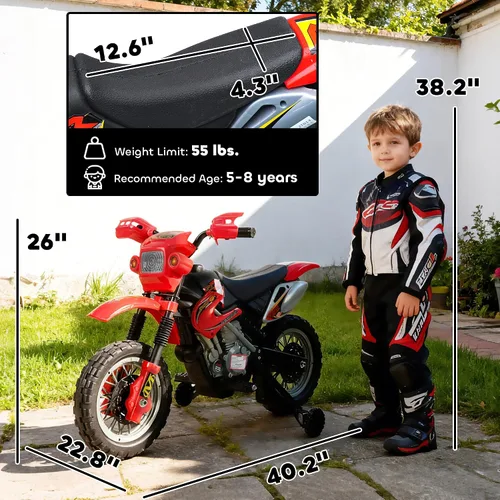 Miniatura 7 de Motocross eléctrica para niños 6 V, color rojo, de Aosom