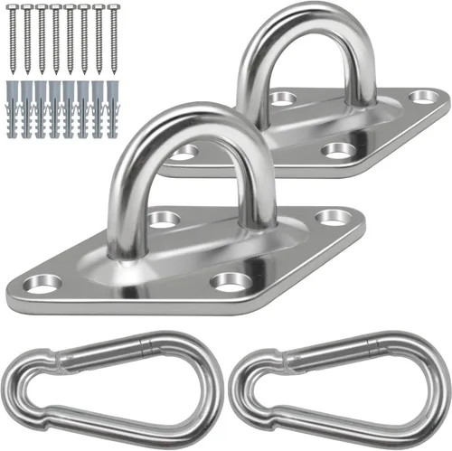 Miniatura 8 de Kit colgante de hamaca de acero inoxidable, capacidad de 1700 libras, 2 ganchos de 0.394 in para columpio de porche, silla hamaca, montaje en techo