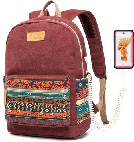 Miniatura 8 de Kinmac Mochila resistente al agua para laptop con puerto de carga USB para laptop de hasta 15.6 pulgadas (bordado)