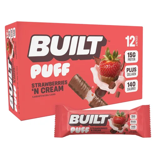 Miniatura 16 de Built Puffs - Barras de proteínas de 12 unidades, barras energéticas altas en proteínas, colágeno, sin gluten, cubiertas de chocolate, bajas